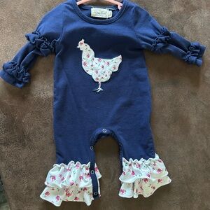 Navy Ruffled Chicken Bodysuit